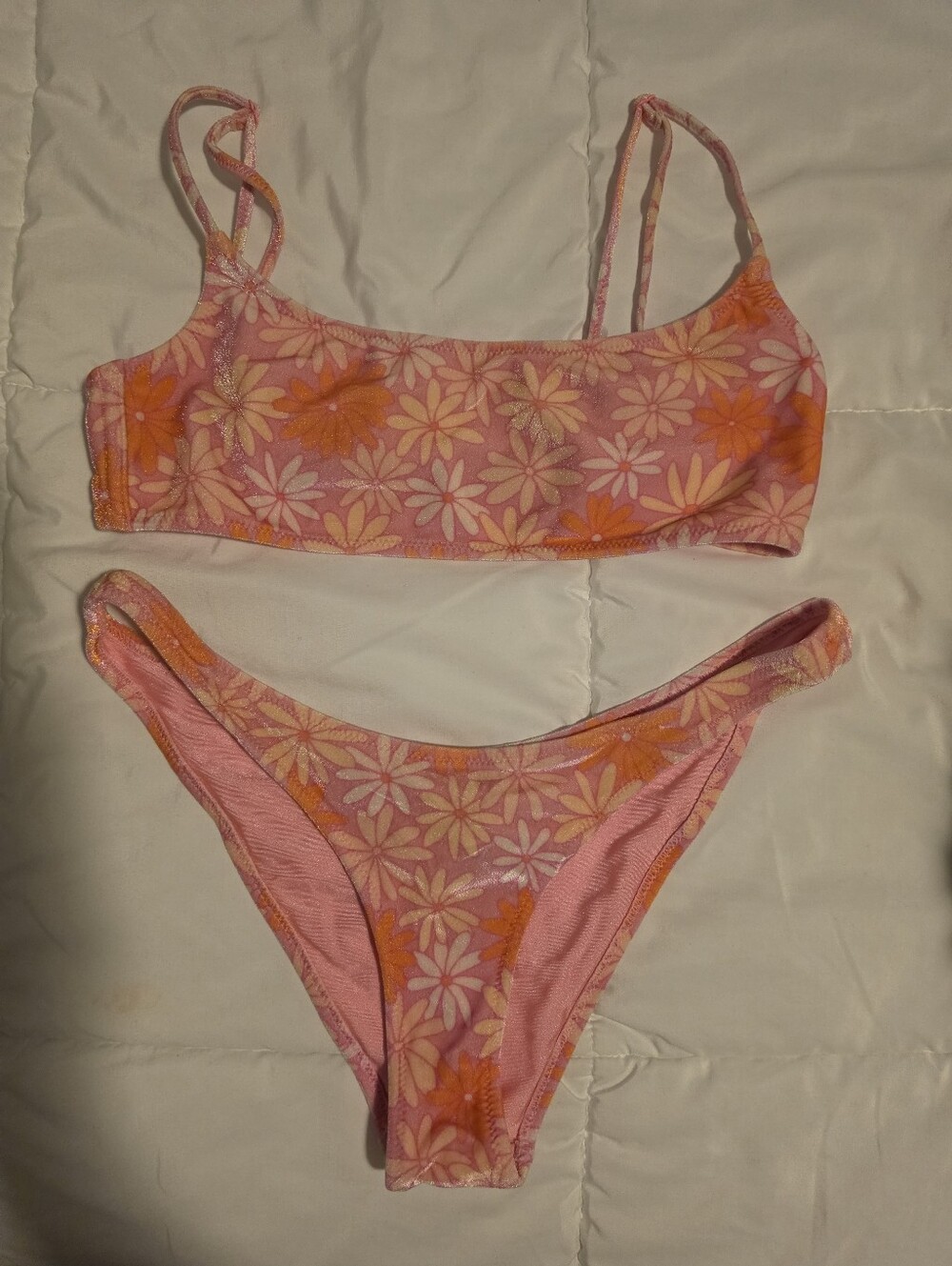 Triangl Swimwear- Bikini Set- Mica,Pink and Orange Floral Bikini, Size Small